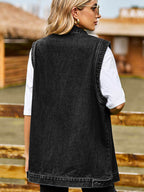 Button Down Denim Vest - Delanoir