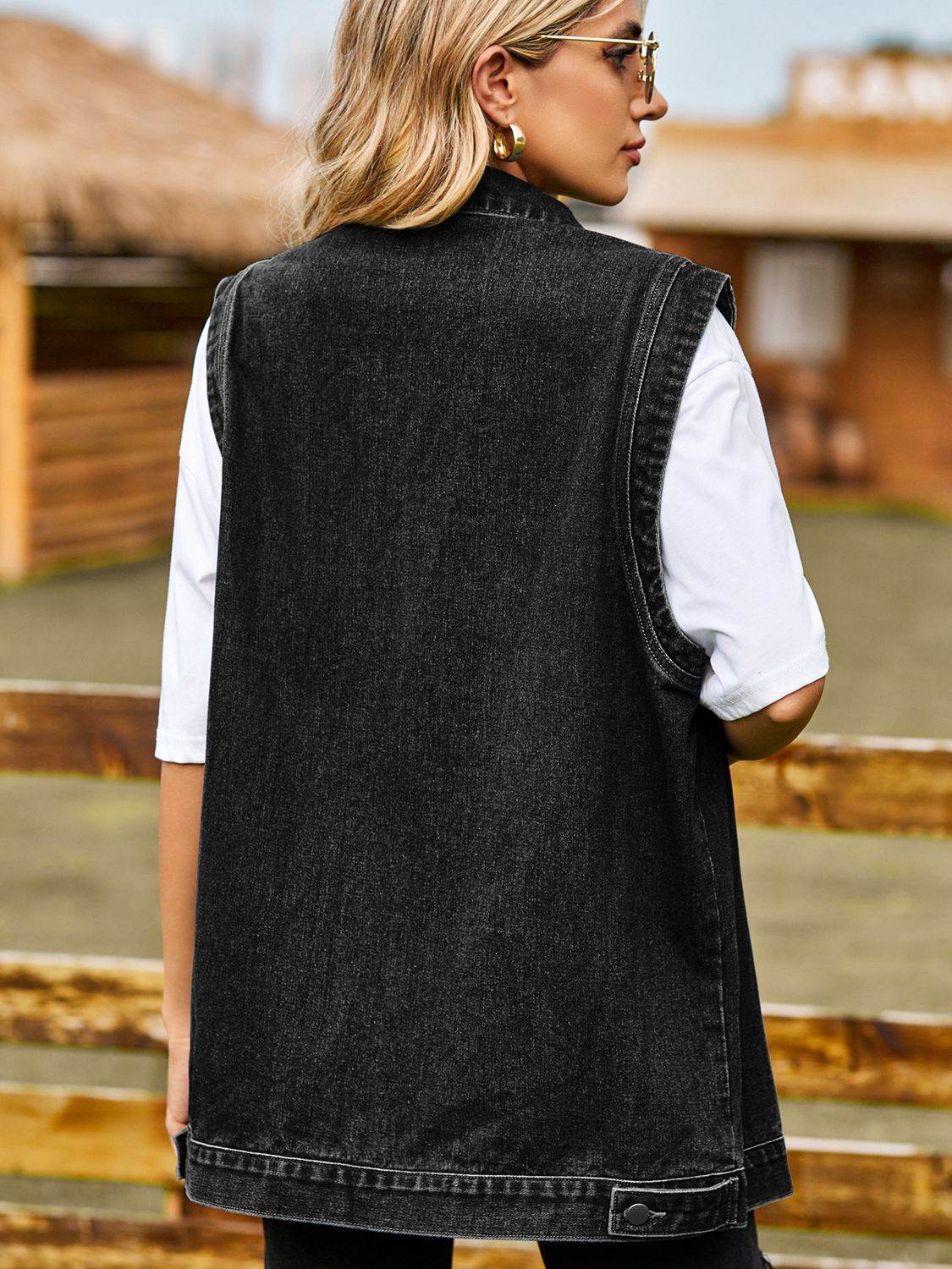 Button Down Denim Vest - Delanoir