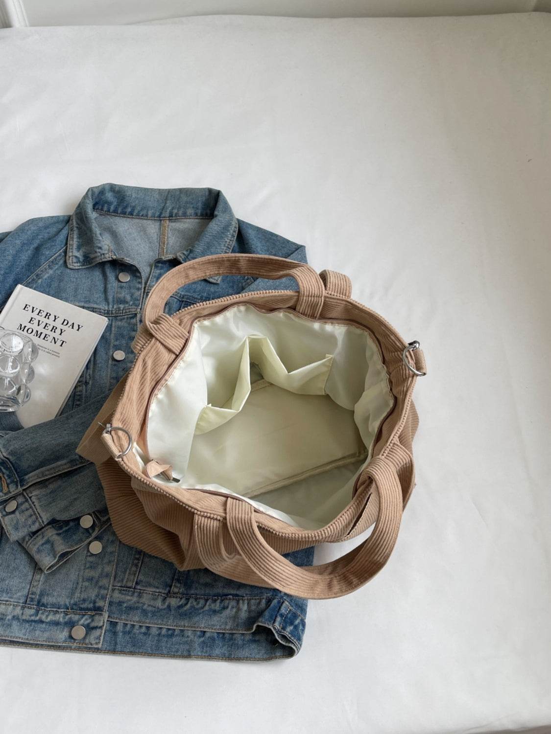 Corduroy Solid Large Tote Bag - Delanoir