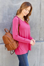 Basic Bae Full Size V-Neck Long Sleeve Top - Delanoir
