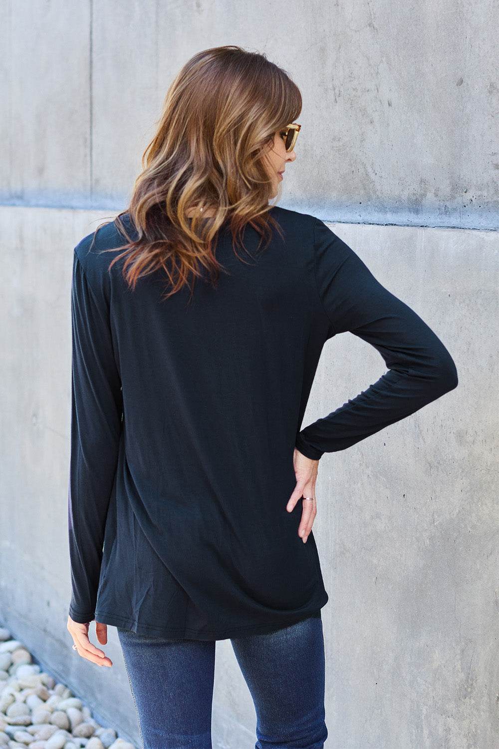 Basic Bae Full Size Round Neck Long Sleeve Top - Delanoir