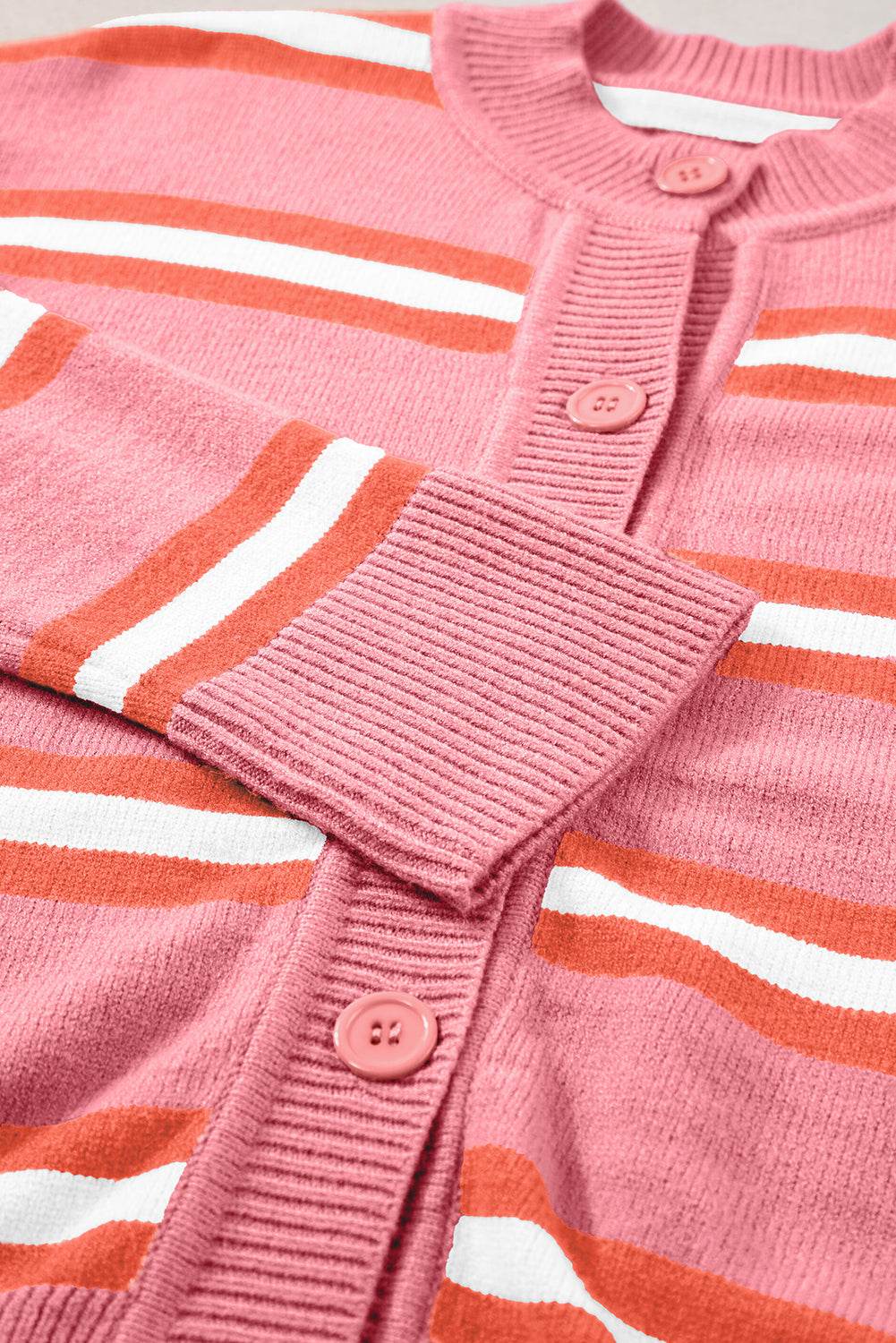 Striped Button Down Long Sleeve Cardigan - Delanoir