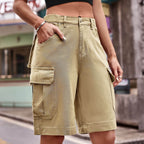 Denim Cargo Shorts with Pockets - Delanoir