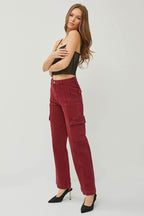 RISEN Full Size High Rise Wide Leg Cargo Jeans - Delanoir