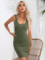 Scoop Neck Sleeveless Bodycon Dress - Delanoir
