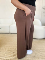 Double Take Full Size Smocked Wide Waistband Wide Leg Pants - Delanoir