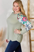 Hailey & Co Full Size Printed Round Neck Blouse - Delanoir