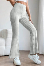 Basic Bae Full Size Ribbed High Waist Flare Pants - Delanoir