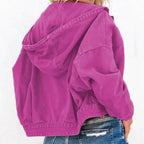 Hooded Dropped Shoulder Denim Jacket - Delanoir