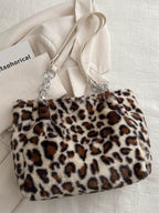 Faux Fur Leopard Shoulder Bag - Delanoir