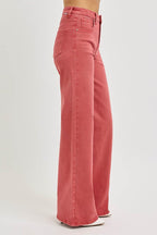 RISEN Full Size High Rise Tummy Control Wide Leg Jeans - Delanoir