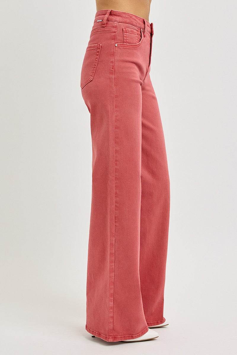 RISEN Full Size High Rise Tummy Control Wide Leg Jeans - Delanoir