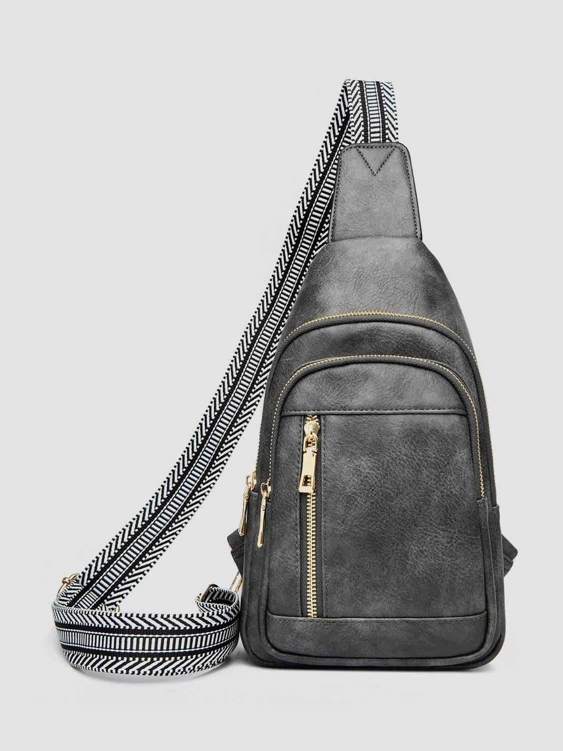 PU Leather Adjustable Strap Crossbody Bag - Delanoir