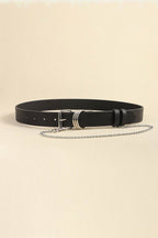 PU Leather Alloy Chain Belt - Delanoir