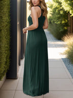 Pocketed Round Neck Sleeveless Dress - Delanoir