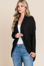 BOMBOM Open Front Waffle Knit Cocoon Cardigan - Delanoir
