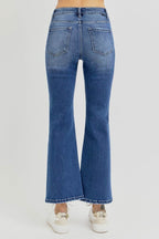 RISEN Full Size Distressed High Rise Crop Flare Jeans - Delanoir