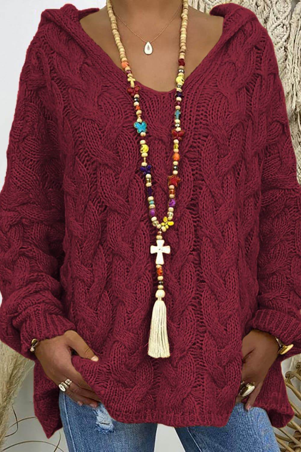 Cable-Knit Hooded Sweater - Delanoir
