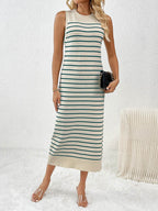 Round Neck Sleeve Midi Knit Dress - Delanoir