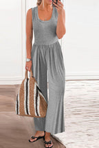 Full Size Scoop Neck Wide Strap Jumpsuit - Delanoir