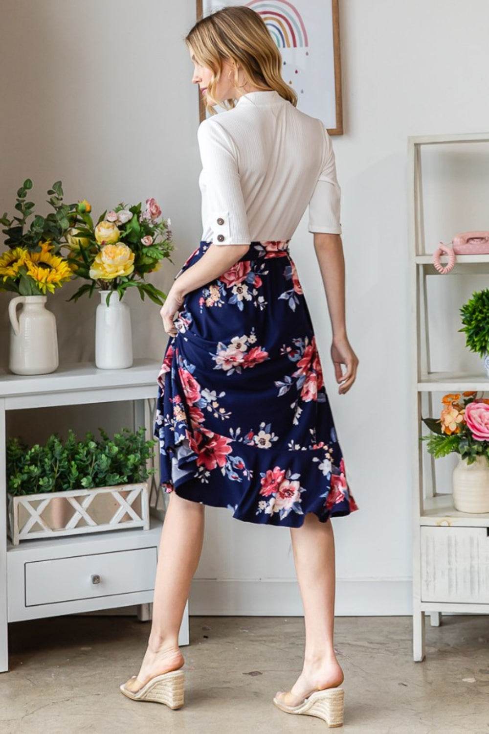 Reborn J Floral Wrap Ruffled Skirt - Delanoir