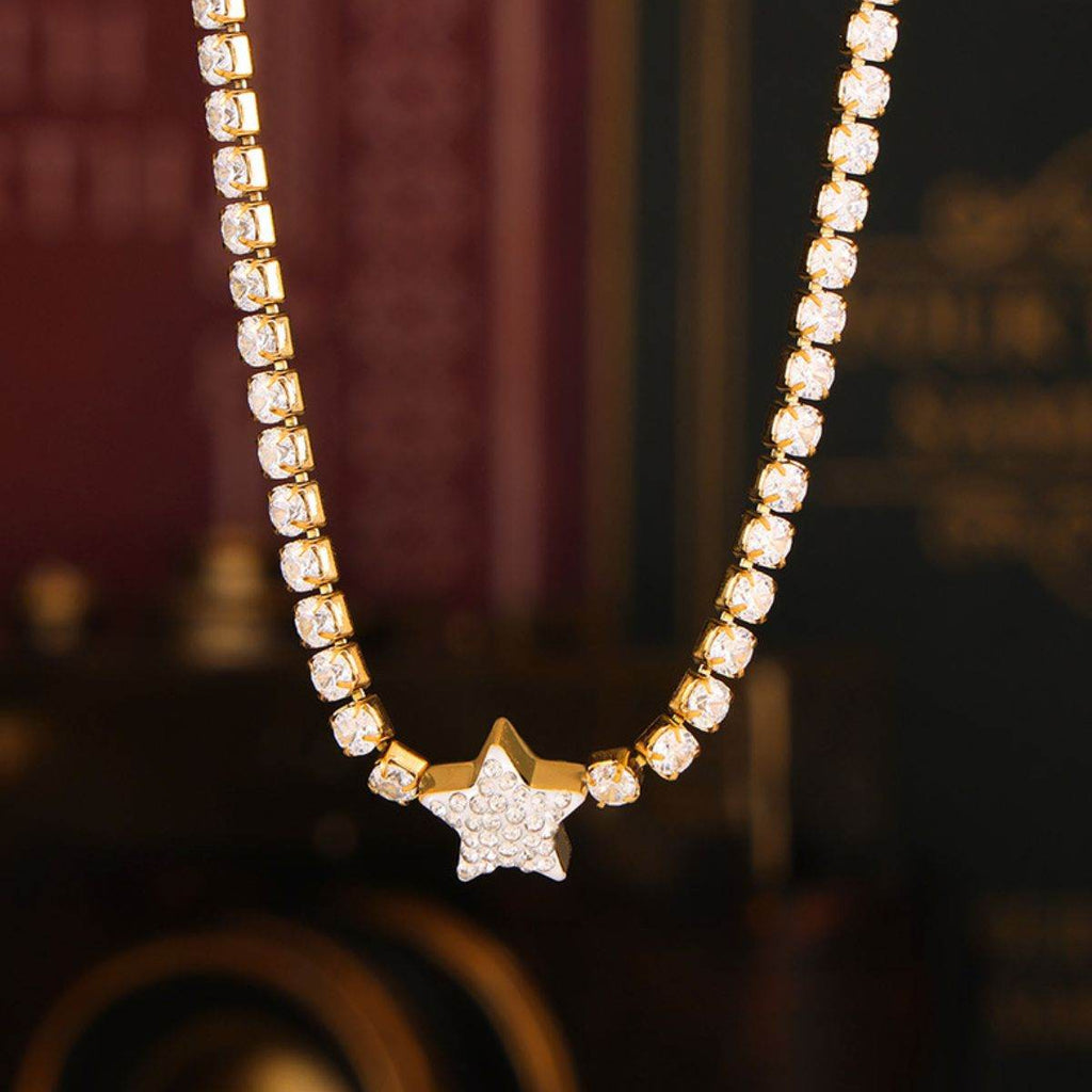 Titanium Steel Zircon Star Necklace - Delanoir