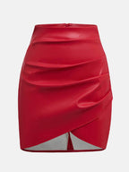 Ruched Asymmetrical Hem Skirt - Delanoir