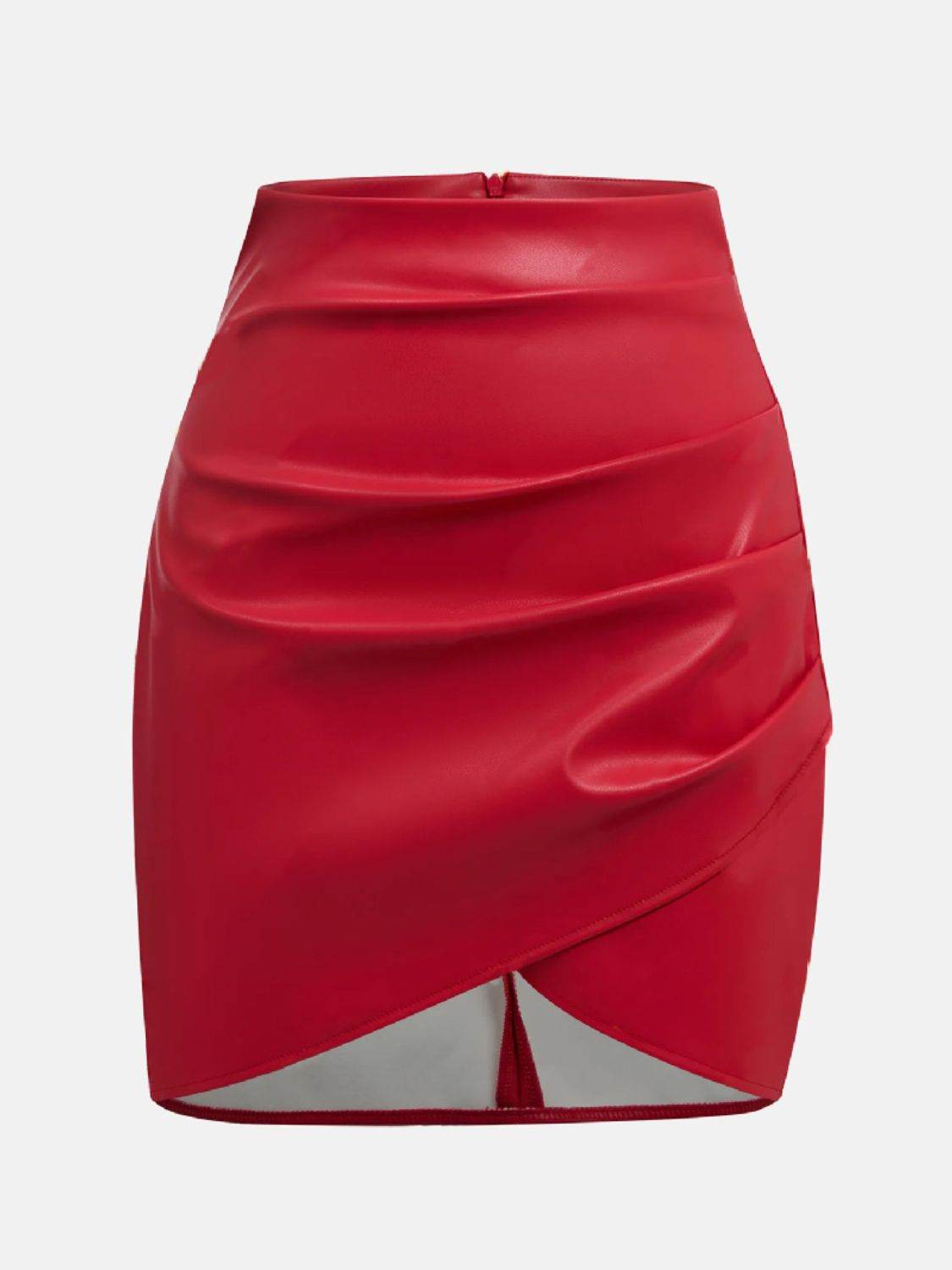 Ruched Asymmetrical Hem Skirt - Delanoir