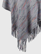 Fringe Hem Hooded Poncho - Delanoir