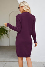 Cable-Knit Long Sleeve Sweater Dress - Delanoir