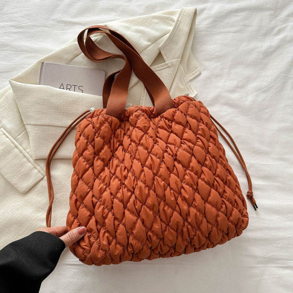 Drawstring Bubble Texture Tote Bag - Delanoir