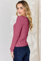 Basic Bae Full Size Ribbed Long Sleeve T-Shirt - Delanoir
