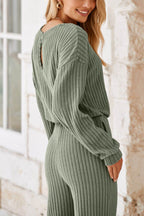 Round Neck Long Sleeve Jumpsuit - Delanoir