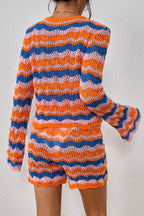 Striped Sweater and Knit Shorts Set - Delanoir