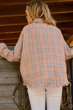 And The Why Full Size Plaid Button Up Raw Hem Shirt - Delanoir