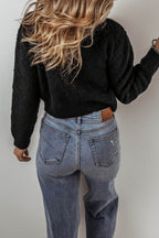 Round Neck Button Up Long Sleeve Cardigan - Delanoir