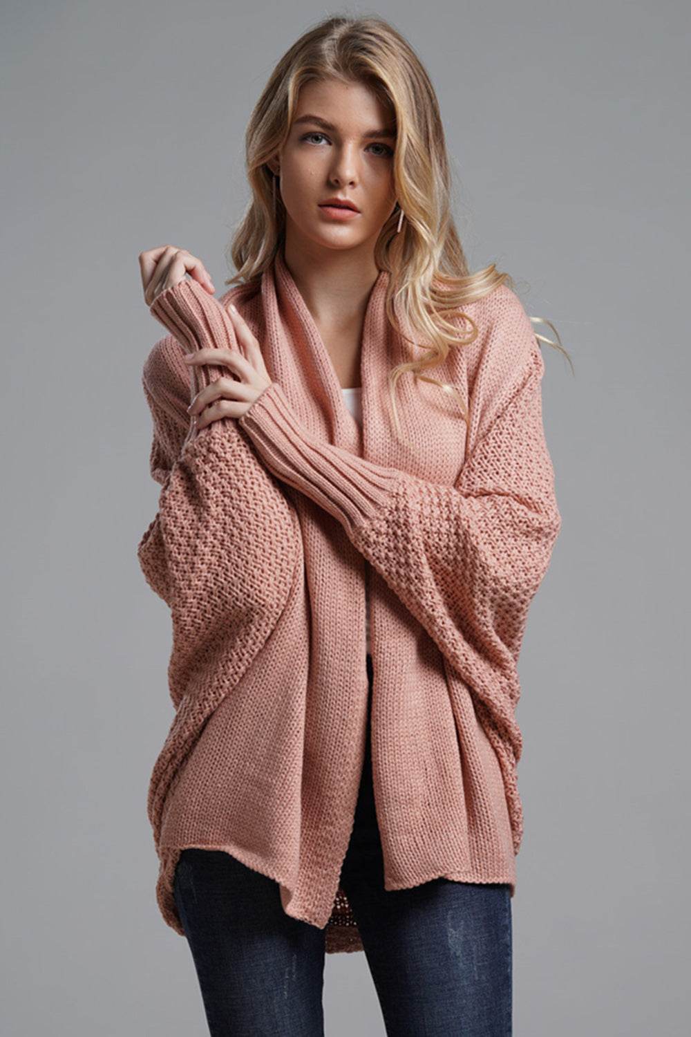 Open Front Batwing Sleeve Cardigan - Delanoir