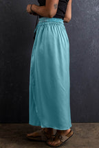 Slit Drawstring Elastic Waist Skirt - Delanoir