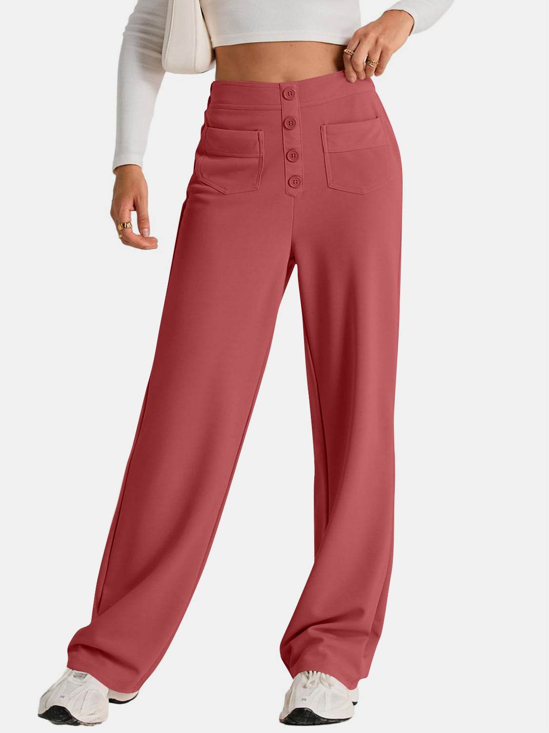 High Waist Wide Leg Pants - Delanoir