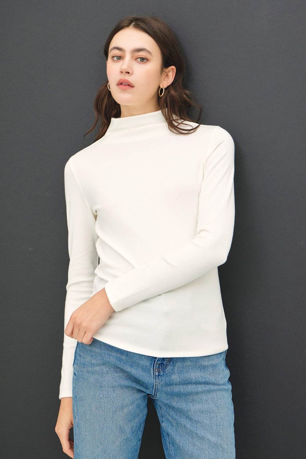 Be Cool Mock Neck Long Sleeve T-Shirt - Delanoir