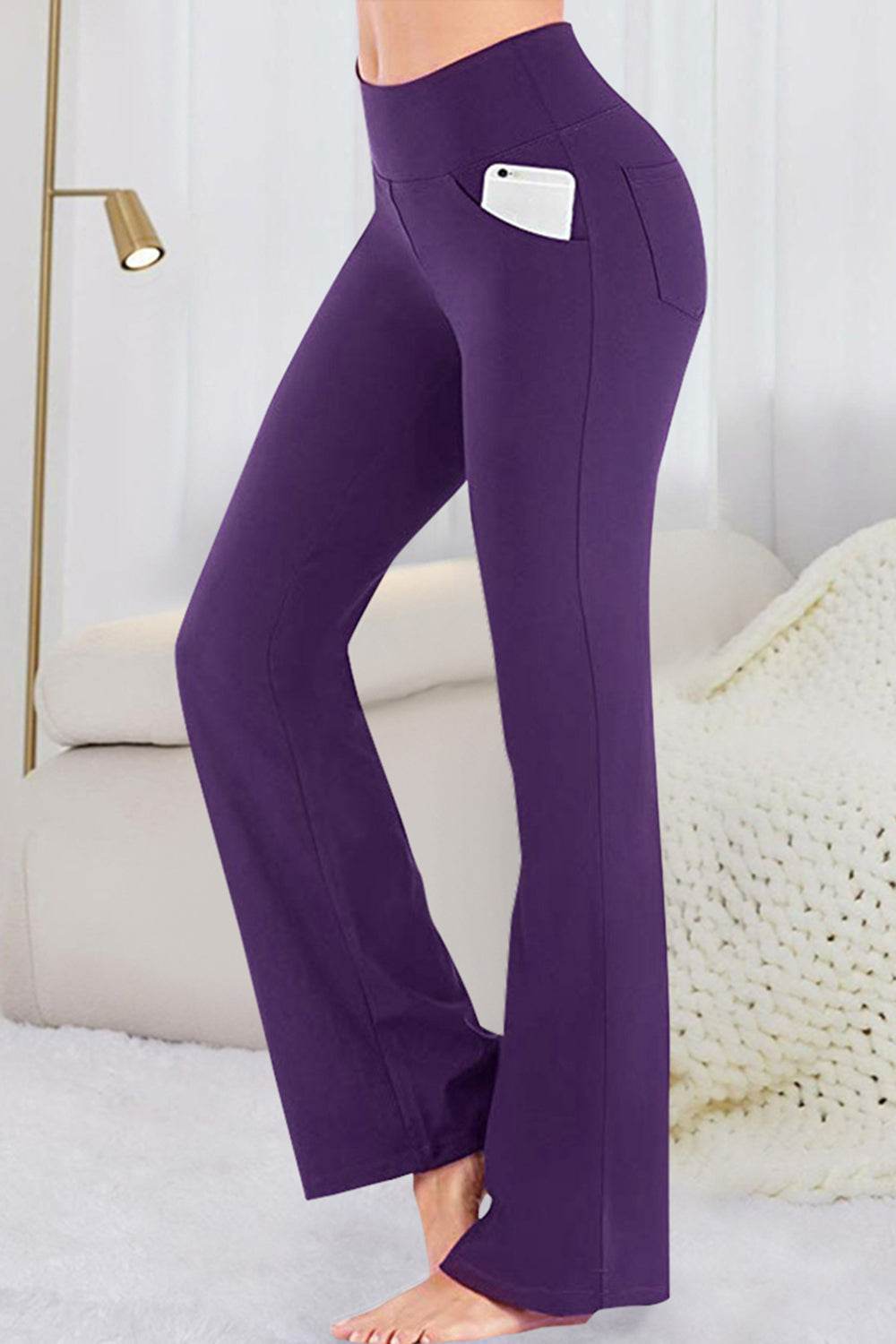 Pocketed High Waist Active Pants - Delanoir