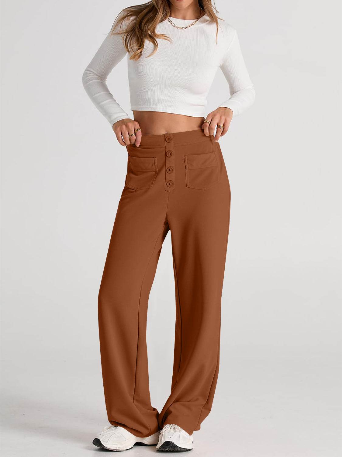 High Waist Wide Leg Pants - Delanoir