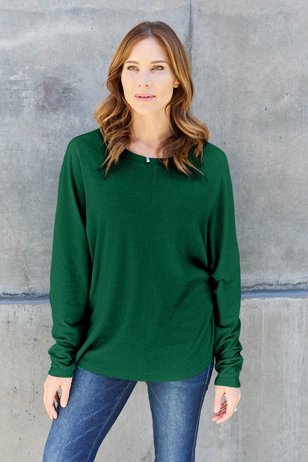 Double Take Full Size Round Neck Long Sleeve T-Shirt - Delanoir