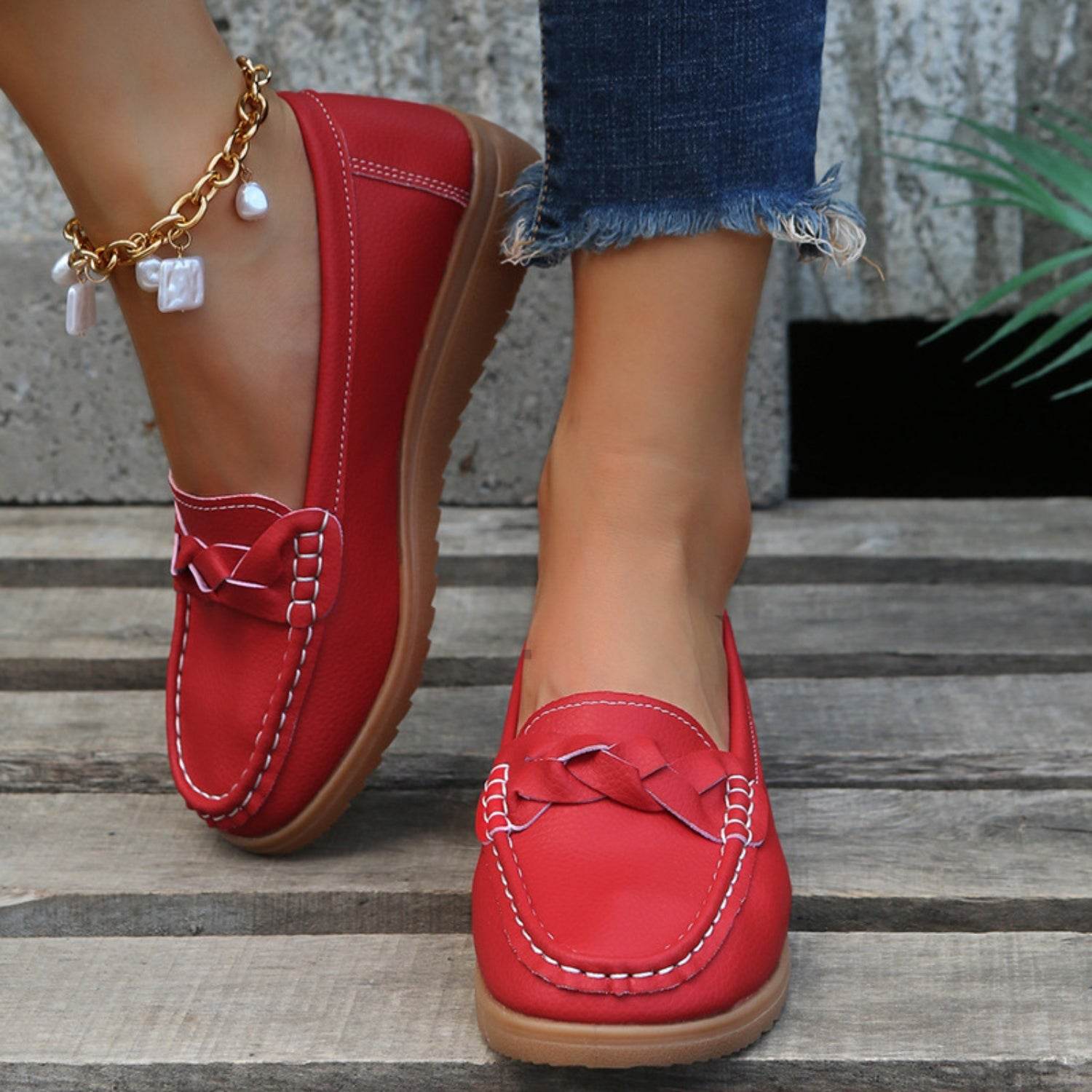 Weave Wedge Heeled Loafers - Delanoir