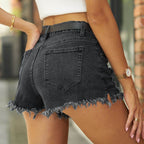 Raw Hem Distressed Denim Shorts - Delanoir