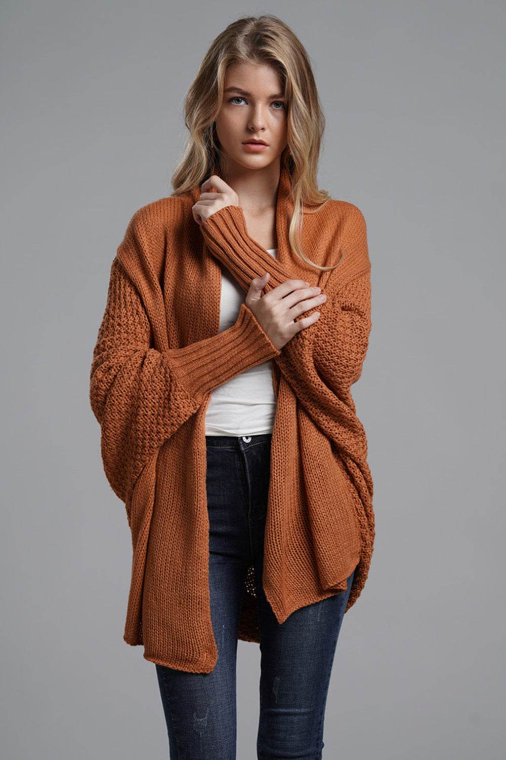 Open Front Batwing Sleeve Cardigan - Delanoir