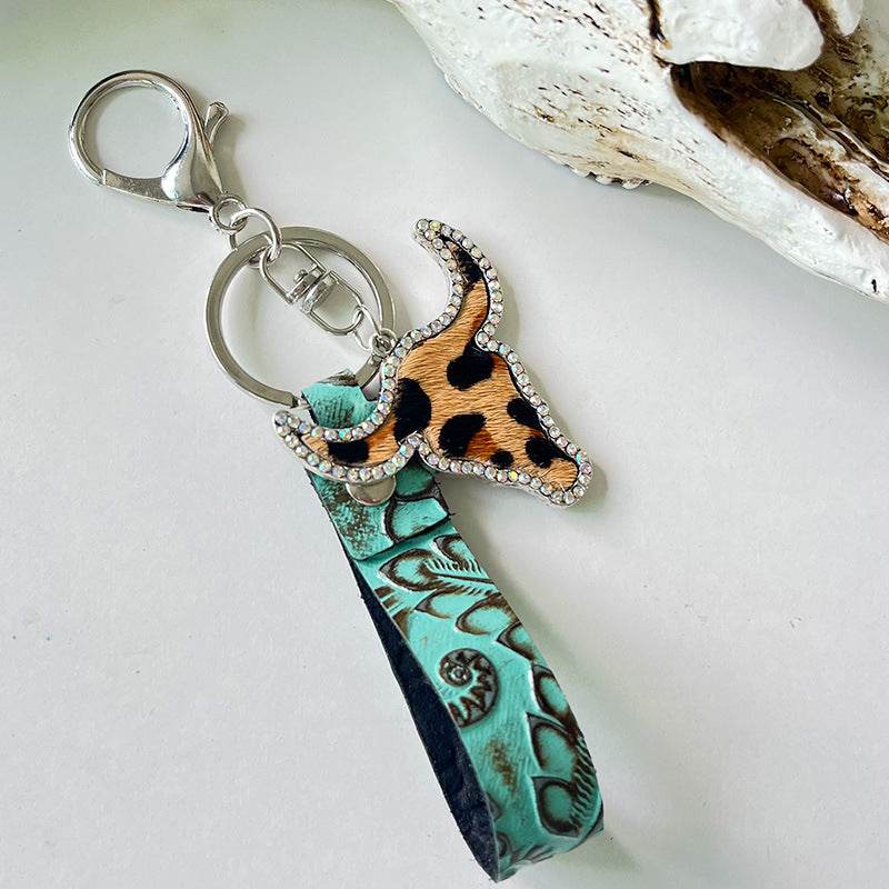 Rhinestone Bull Keychain - Delanoir