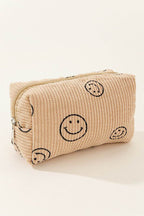 Zenana Smiley Face Corduroy Cosmetic Pouch - Delanoir
