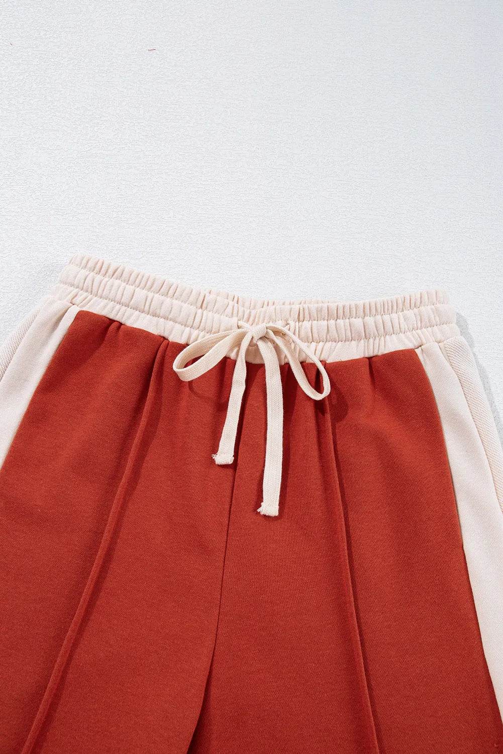 Drawstring Contrast Wide Leg Pants - Delanoir