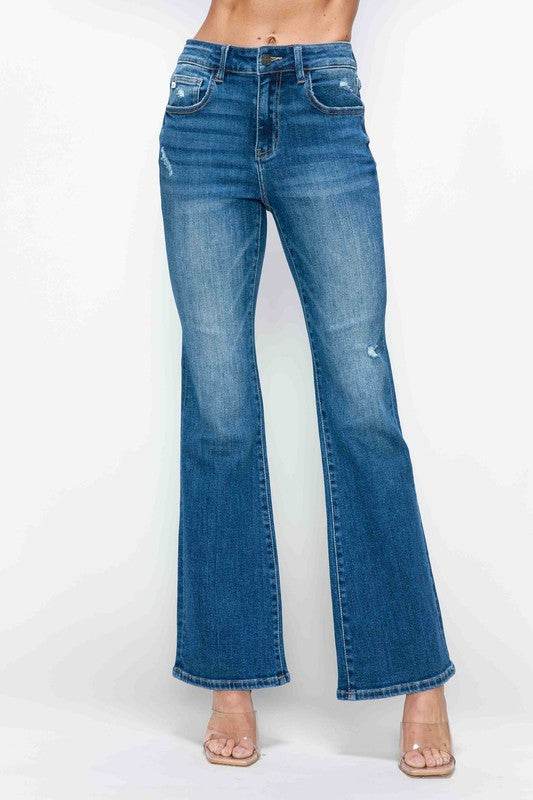 bytos Full Size High Rise Bootcut Jeans with Pockets - Delanoir